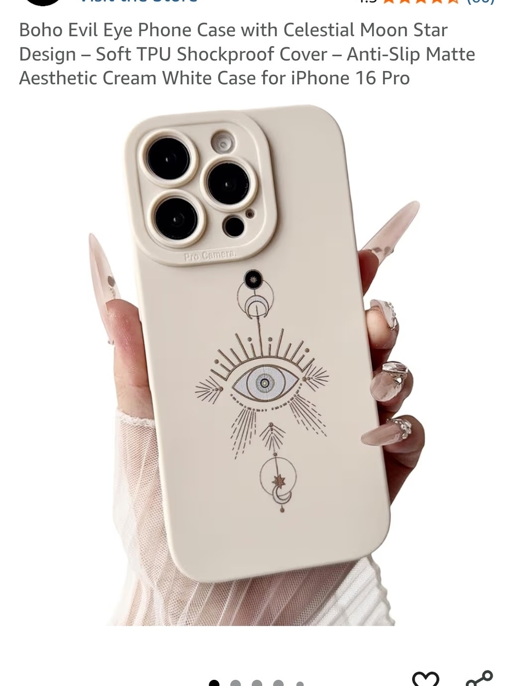Boho Evil Eye Celestial Phone Case for iPhone - Cream White